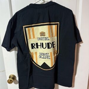 Rhude Black Tee with White Logo Tag
